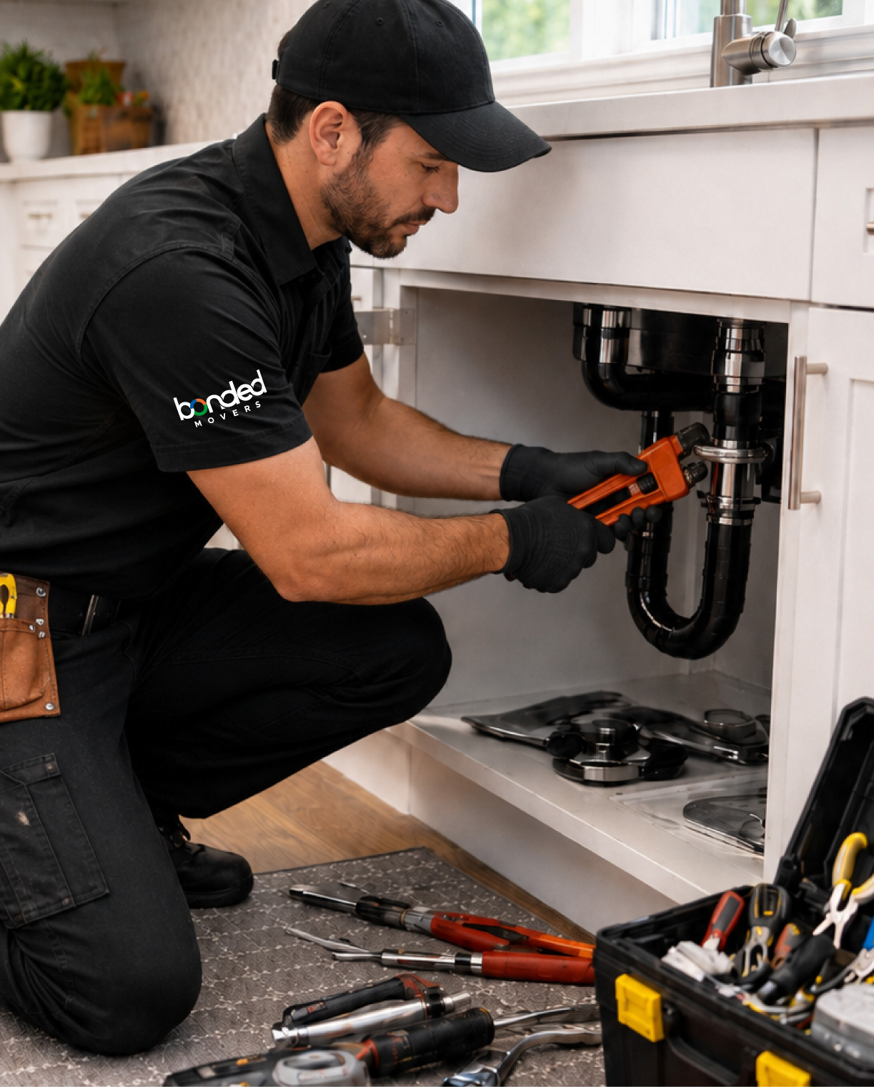 Bonded handyman with a drill